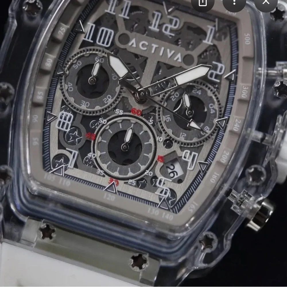 ACTIVA X INVICTA Transparent Skeleton Digital Quartz Watch